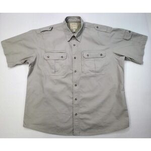 Cabelas Safari Shirt Mens L Beige Button Down 5 Pockets Zippers Limited‎ Use